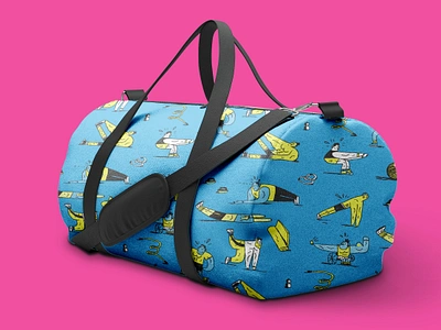 Gym Bag Pattern 2 andrew haener fun gym illustration pattern pink retail silly sportswear surface design