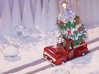 Christmas scene 3d 3dartist 3dblender 3dillustration animation blender car christmas christmas tree cozy cute illustration new year