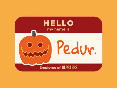 Glosters Pedur Sticker ceramics graphic design name name badge print print design product pumpkin sticker sticker design