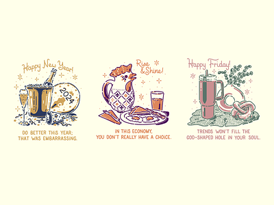 Cheesy Inspirations 4 breakfast decor design drink food illustration lettering new year