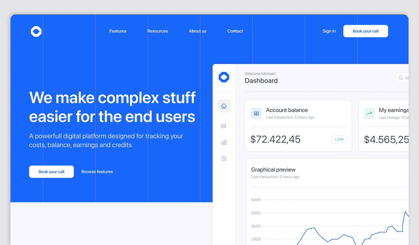 Cash saver landing page analitycs fintech home page landing landing page product ui design web design