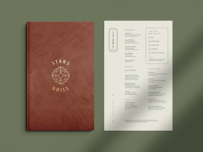 Stars Grill Room Menu Design brand identity branding logotype menu design restaurant branding restaurant logo retro logo typography vintage logo vintage type