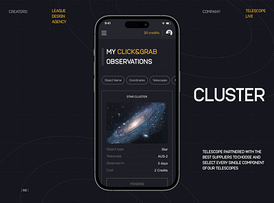 Ui/Ux Telescope Live branding digital mobile space tech ui web