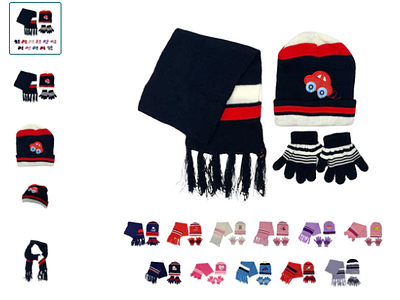 Empire Cove 3 Piece Kids Winter Knit Beanie Set Gloves Hats Scar branding