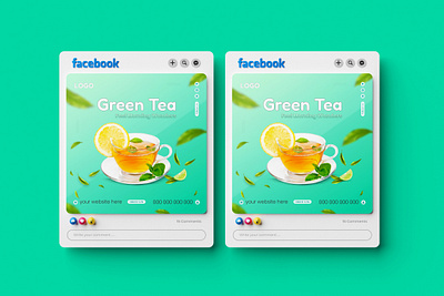 Green tea social media post design ads advertising business design graphic design green illustration instagram mjvectart post social tea
