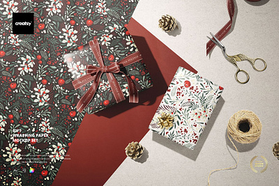 Wrapping Paper Mockup Set gift