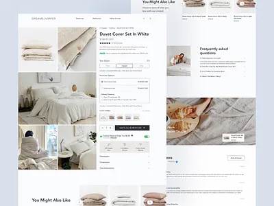 e-Commerce Product Details Page for Bedding Company adding to cart clean dropdown e commerce ecommerce ecommerce website inspiration mega menu megamenu minimal minimal design mobile version product design product detail product page responsive shopping ui uidesign ux