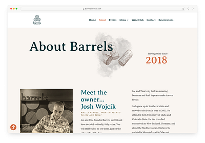 Barrels Wine Bar: Website Design + Development branding divi ux web design website