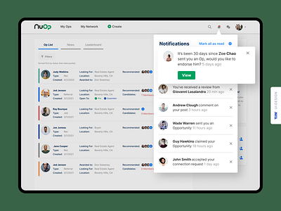 NuOp - Notifications app brand branding clean creative dailyui design flat graphic design logo real estate simple ui uiux ux vector web web design website