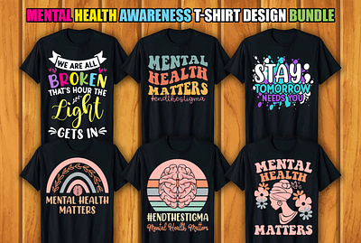 Mental Health Awareness T-shirt Design Bundle graphic design t shirt design bundle