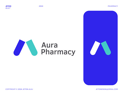 Aura - Logo Design blue brand branding creative health healthy letter a logo logo design logo mark mark medical medical logo medicine minimal pharmacy pharmacy logo pill pills shop