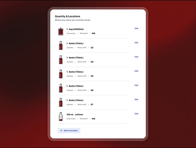 Bevrly - Edit Wine Inventory & Location animation app design figma inline editing inventory mobile product design restaurants tailwind ui ux web app wine