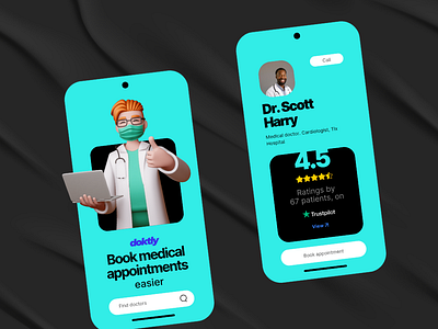 Doktly Medical Appointments Booking App Design (UI/UX) app design product design telemedicine ui ux