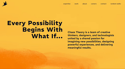 Chaos Theory - Murmuration branding hero homepage motion ux video website design
