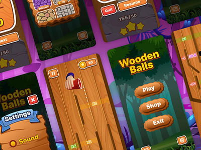 Wooden Balls - Mobile Game 2d concept creative design dribbble best shot game game app game art game design game ui game ui kit gameplay ux gaming gems interface mobile play product design ui ux