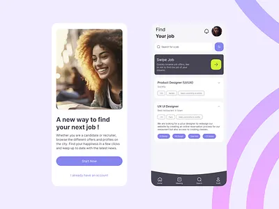 Job Application job app message ui onboarding ui design ux