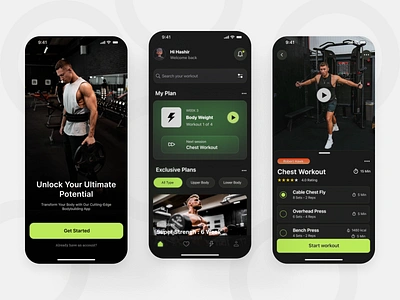 Fitness - Gym App Concept 3d abstract animation appconcept bodybuilding branding design dribbleshot figma figmaresources fitnessapp graphic design gym illustration logo motion graphics shots trending ui vector