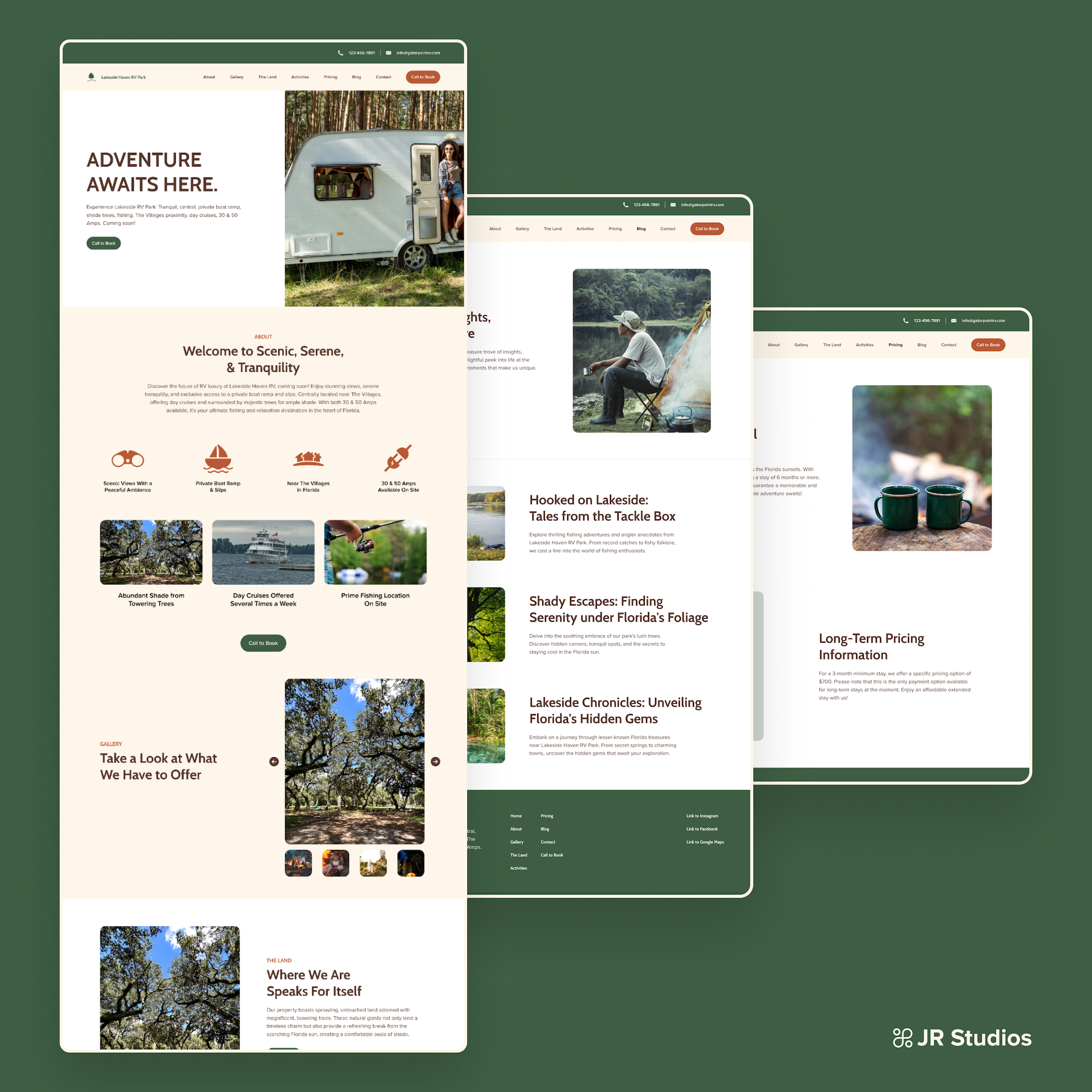 Lakeside Haven RV Park Website Design branding camping design figma green minimal outdoorsy responsive ui web web design website