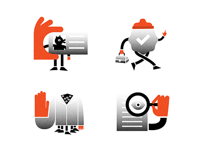 🟧 Rejected illos for GigHound absurdist brand branding illustration mailchimp off brand product illustration
