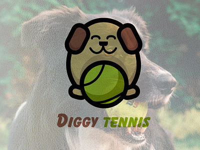 Diggy Tennis logo, dog logo, pets logos branding brown logos character cute logo dog logo dogs logo ideas logos mascot logo pet logos petshop retro character logo tennis visual identity