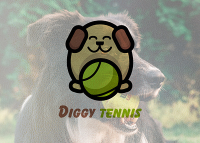 Diggy Tennis logo, dog logo, pets logos branding brown logos character cute logo dog logo dogs logo ideas logos mascot logo pet logos petshop retro character logo tennis visual identity