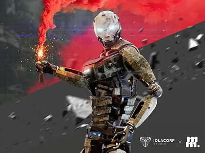 QANGA key art stage action cyborg design flare fps game graphic design identity illustration key art photoshop robot survival