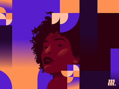 Portrait flat africa black circle design geometric gradient graphic design illustration illustrator rectangle shape vector woman world
