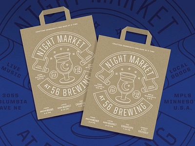 A market... at night badge bag banner beer branding brewery craft event glass illustration kraft lockup minneapolis minnesota moon night market screenprint tote witch