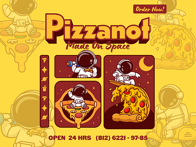 Pizzanot Packaging Design🧑🏻‍🚀🍕 astronaut box branding delivery eating fastfood food icon illustration logo menu mockup package packaging design pizza product space