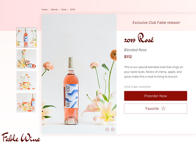 Daily UI 012: E-Commerce Single Item branding dailyui design desktop e commerce ecommerce figma pink rose rosé ui uidesign wine