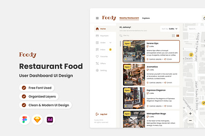 Foody - Restaurant User Dashboard application apps dashboard design layout restaurant ui ux website