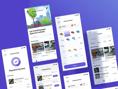 OneSpace - Parking Apps UI Kits app booking car design exploration mobile parking product ui ui8 uiux