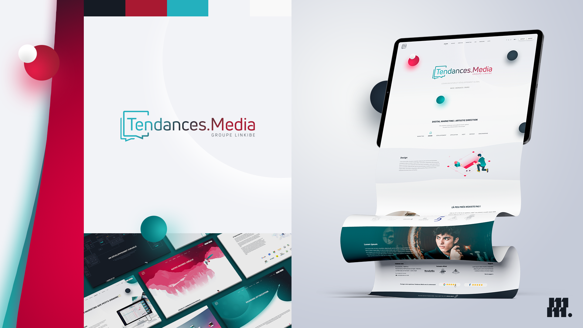 Tendances.Media identity agency dark design graphic design green identity illustrator landing page light logo mockup modern photoshop planet red space ui vector website white