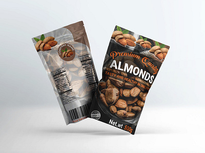 Almonds pouch package design. almonds pouch lebel colorful design editable elegant pouch design graphic modern pouch packageing design pouch package design print quality saleing pouch trendy