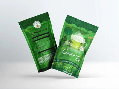 Green Tea Pouch package design. agency best pouch package design color design edit elegant pouch design green green tea pouch package lebel pouch modern pouch design package design print text trendy pouch design vector pouch design