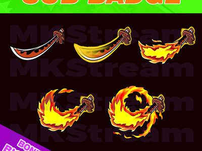 Twitch sub badges demon slayer rengoku fire swords pack animated emotes anime cartoon demon slayer design emote emotes fire sword illustration kimetsu no yaiba rengoku sub badge sub badges sword twitch sub badges