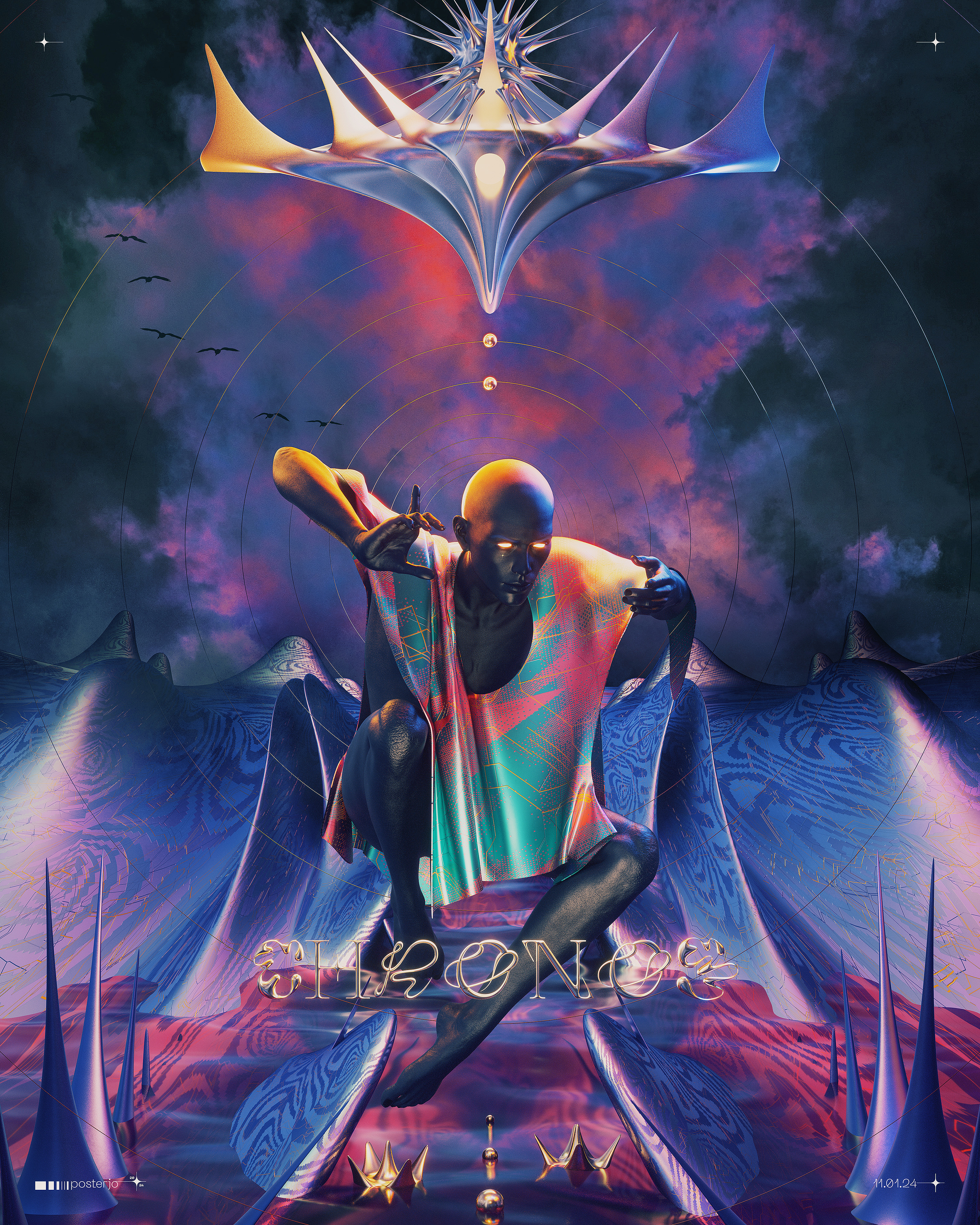 Chronos - 11.01.24 3d 3dart blender c4d chrometype cinema4d cyber cyberorganic digitalart joan sterjo joansterjo octane posterjo