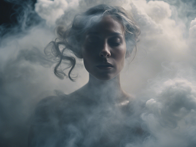 Girl in smoke ai artificialintelegence artifitial avatar beutiful bot branding design foggy girl graphic design gray illustration smog smoke ui