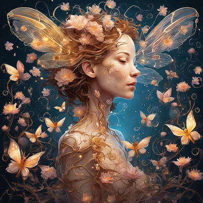 Butterfly in girl appereance ai artificialintelegence artifitial avatar beutiful bot branding butterfly design girl illustration ui