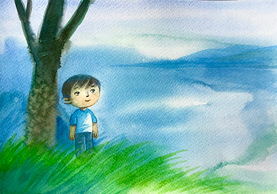 Early morning childrensillustration gouache illustration watercolor