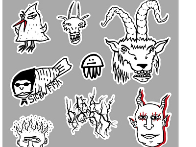 Sticker pack Ira Dorn art character characterdesign comic devil fish goat graffiti iradorn jellyfish pack procreate sticker