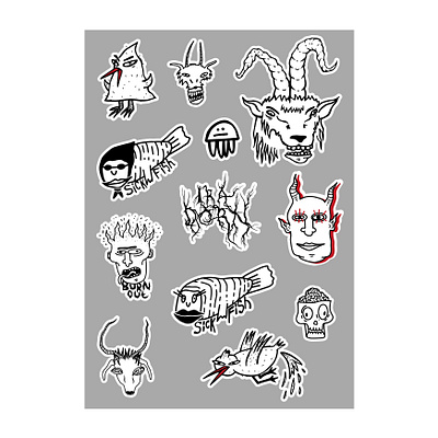 Sticker pack Ira Dorn art character characterdesign comic devil fish goat graffiti iradorn jellyfish pack procreate sticker