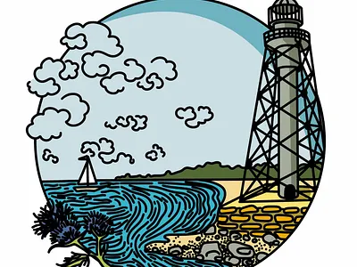 Dzharylgach Island, lighthouse, Ukraine design graphic design illustration lighthouse logo procreate stickers vector