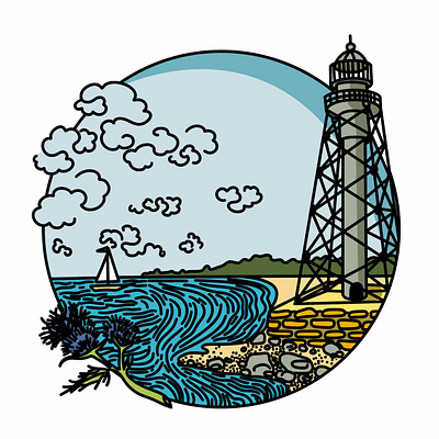 Dzharylgach Island, lighthouse, Ukraine design graphic design illustration lighthouse logo procreate stickers vector