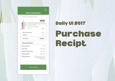 Daily UI #017 Purchase Recipt daily ui daily ui 017 daily ui day17 figma purchase recipt ui designer