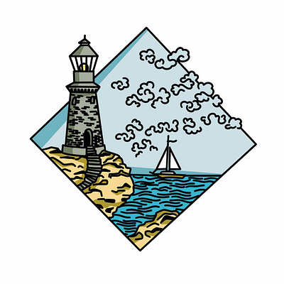 Lighthouse. Sticker. branding design graphic design illustration lighthouse logo procreate sticker vector