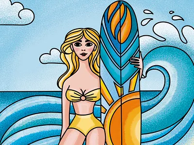 surfer girl branding design girl graphic design illustration logo procreate surfing surfing girl артпортрет