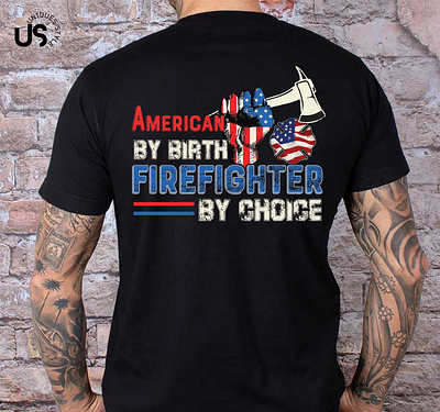 American By Birth firefighter T shirt american graphics t shirt