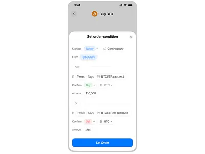 Set order condition to buy BTC