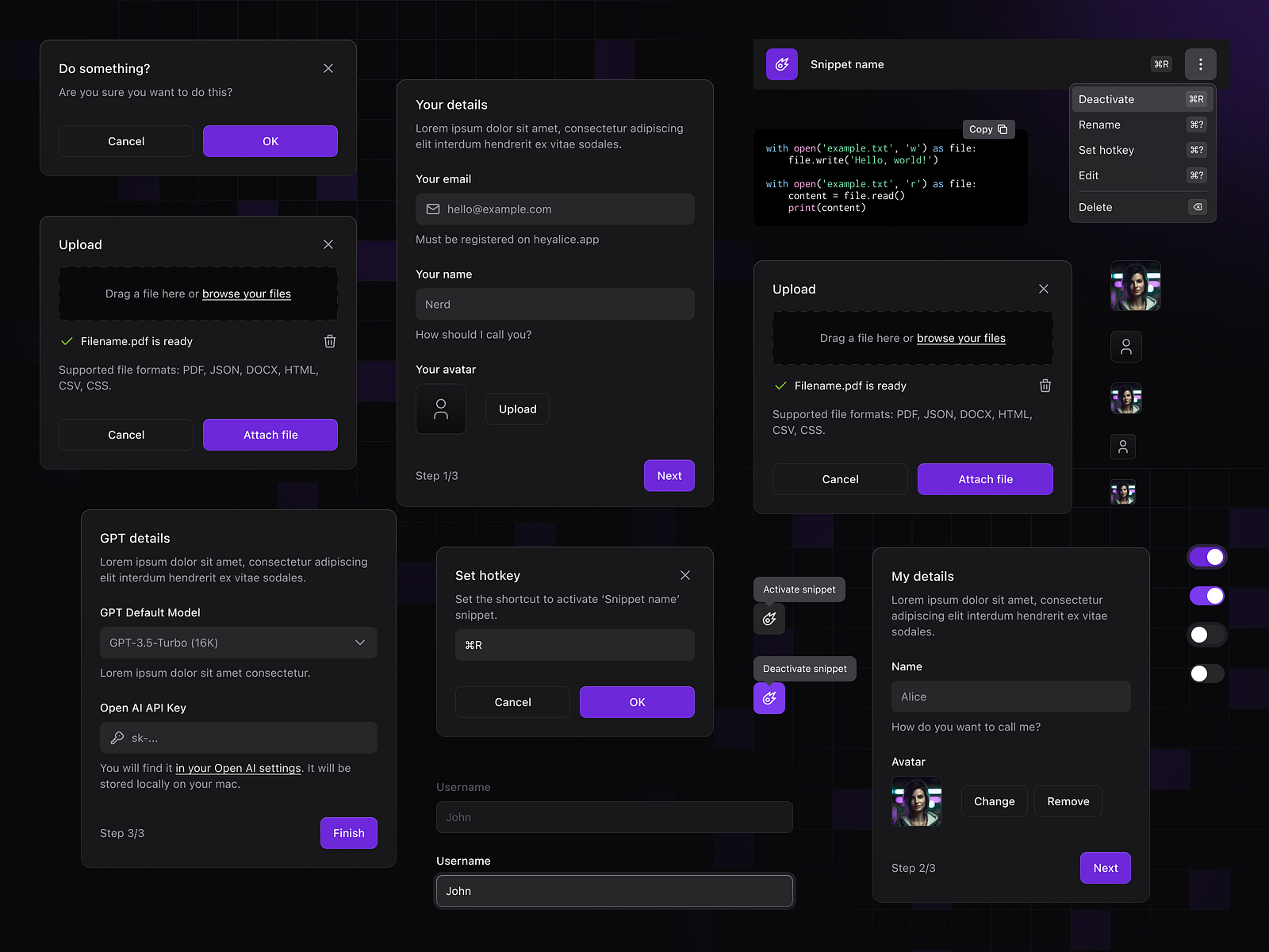 UI components for Alice - AI assistant app 🤖 by Matt Wierzbicki on Dribbble